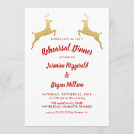 Convites Reindeer Dourado | Janto de ensaio de casamento de