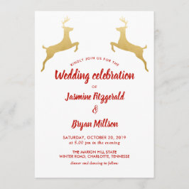 Convites Reindeer Dourado | Natal | Casamento