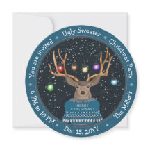 Reindeer Engraçado Luzes Azuis Suéter Feio