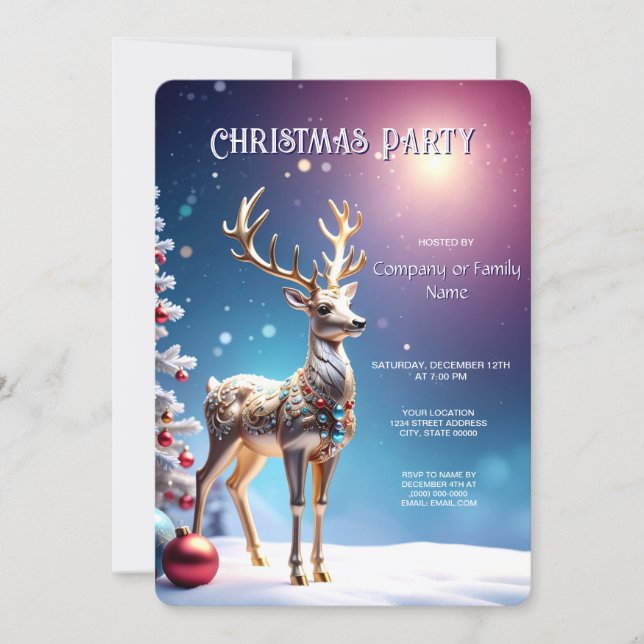 Convites Reindeer Jewels Christmas Holiday Party Invitation (Frente)