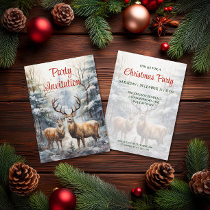 Convites Reindeer na Festa de Natal da Wonderland de invern