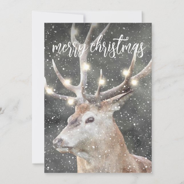 Convites Reindeer Na Neve De Inverno (Frente)