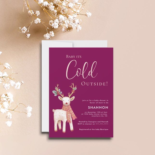 Convites Reindeer Winter Cold Outside Baby Shower  (Criador carregado)