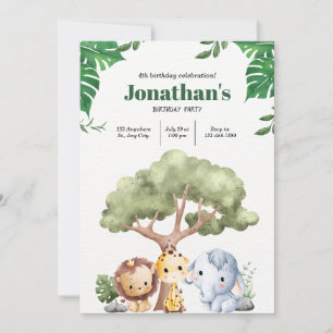 Convites Reino Animal Uma Celebração De Aniversário Minimal