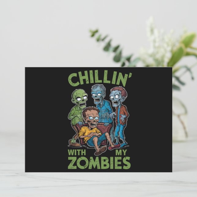Convites Relaxando Com Meus Zumbis Dia das Bruxas Meninos C (Em pé/Frente)