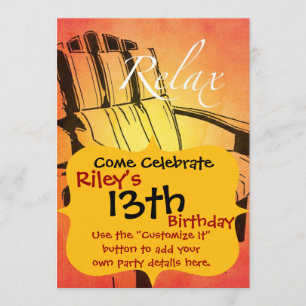 Convites Relaxe Red Orange Adirondack Cadeira Summer Beach