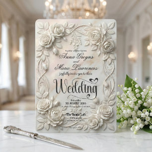 Convites Relevo Floral em Baixo-Relevo 3D Falso Clássico