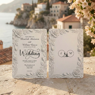 Convites Relevo Floral Esculturado em 3D Falso Marfim  Casa