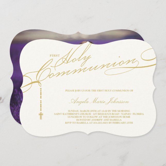 Convites Religião Moderna Rosária Primeira Santa Foto Comun (Frente/Verso)