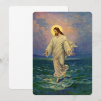 Religião Vintage, Cristo de Jesus caminha sobre ág