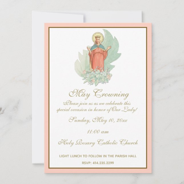 Convites Religiosa Que Pode Cruzar Maria Dia de as mães Flo (Frente)