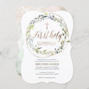 Convites Religiosa, Watercolor, Cross, Primeira comunhão sa