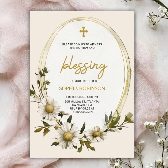 Convites Religious invitation card with floral design  (Criador carregado)