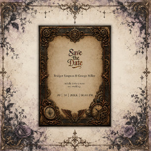 Convites Relógio de engrenagem Steampunk Gótico Casamento