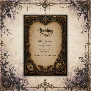 Convites Relógio de engrenagem Steampunk Gótico Casamento