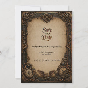 Convites Relógio de engrenagem Steampunk Gótico Casamento