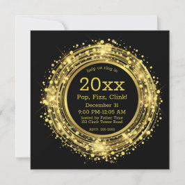 Convites Relógio de Véspera de Ano Novo Confetti