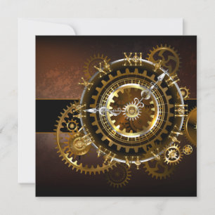 Convites Relógio steampunk com engrenagens antigas