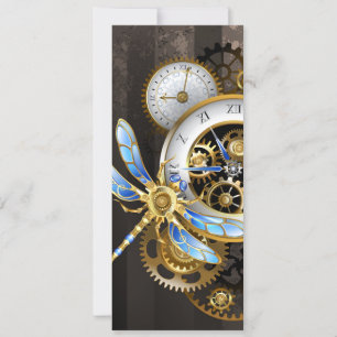 Convites Relógio Steampunk com Libélula Mecânica