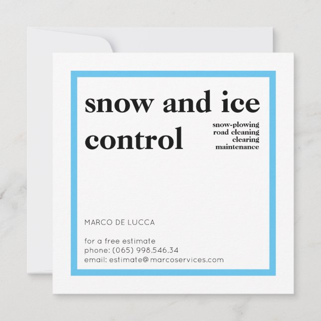 Convites Remoção de Neve, Serviços de Limpeza de Neve (Verso)