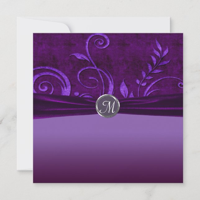 Convites Remoinho de Noiva de Veludo Roxo & Ameixa (Frente)