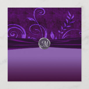 Convites Remoinho de Noiva de Veludo Roxo & Ameixa