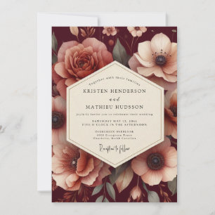 Convites Renascença Marrom Flor de Casamento