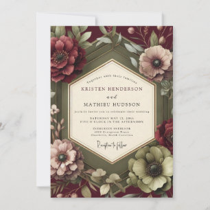 Convites Renascença Marrom Flor de Casamento