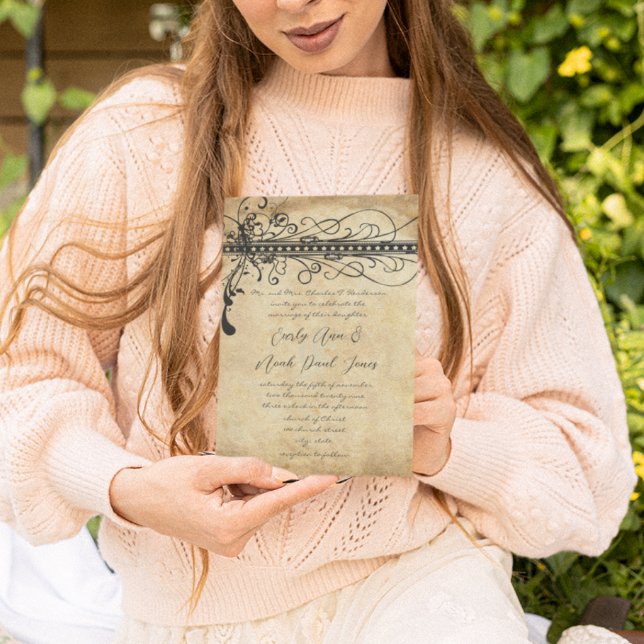 Convites Renascença Medieval Negra Funky Elegante (Criador carregado)