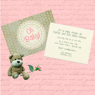 Convites Renda de Rosa Personalizada Estilo Vintage Verde F