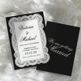 Convites Renda Preta Vintage Casamento Toalhinha de Renda B