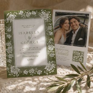 Convites Renda Verde Oliva Renda Casamento Antigo Dinheiro
