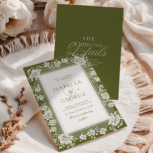 Convites Renda Verde Oliva Renda Old Money Vestido de Noiva