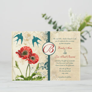 Convites Renda Vintage Casais Apaixonados Damask Vermelho P