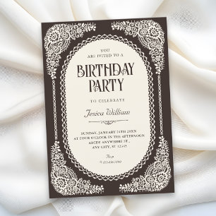Convites Renda vitoriana de romance sombrio de aniversário