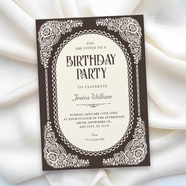 Convites Renda vitoriana de romance sombrio de aniversário (Criador carregado)