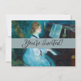 Convites Renoir Mulher Impressionista do Piano Vintage