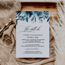 Convites Renovação da Vinha Floral Azul-Marinho Celestial