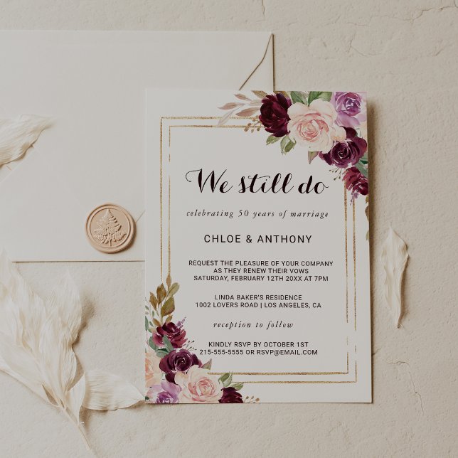 Convites Renovação da Vinha Floral Verde Geométrica Dourada (Criador carregado)