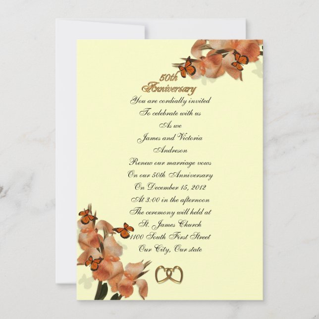 Convites Renovação da Vow do 50º Aniversário (Frente)