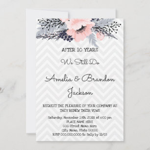 Convites Renovação de Aniversário de Casamento de Flores
