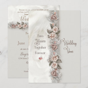 Convites Renovação de Casamento Vows Dreamy Floral Beige 