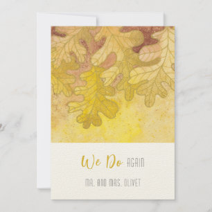 Convites Renovação de Voto 10 anos Folhas de Carvalho de Ou