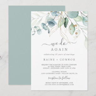Convites Renovação de Voto 'Airy Greenery & Gold Leaf We Do