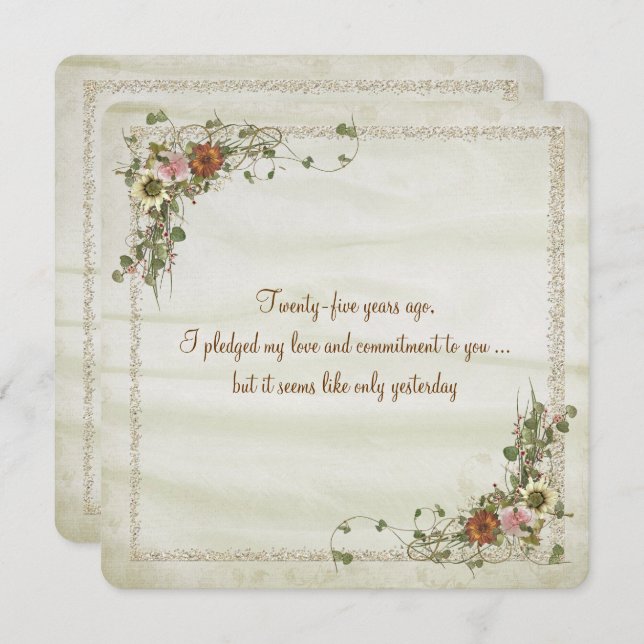 Convites Renovação de Voto de Aniversário de Casamento (Frente/Verso)