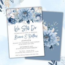 Renovação de Voto de Casamento Floral Azul Empoeir