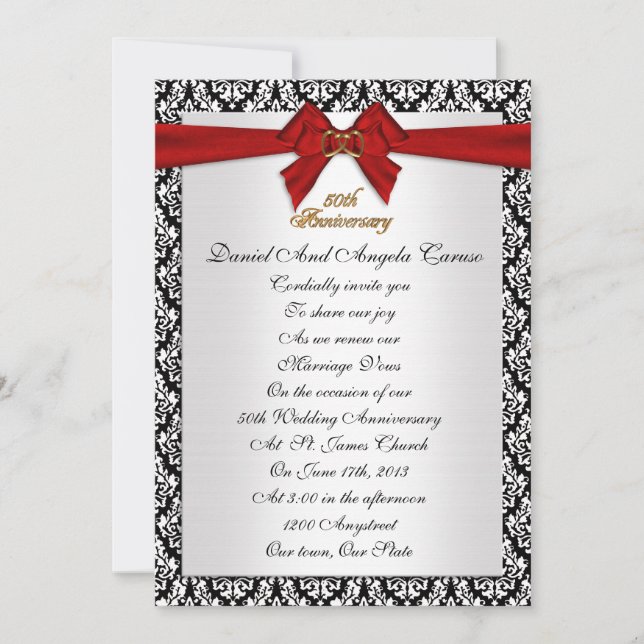 Convites Renovação de votos de aniversário de 50 anos Convi (Frente)