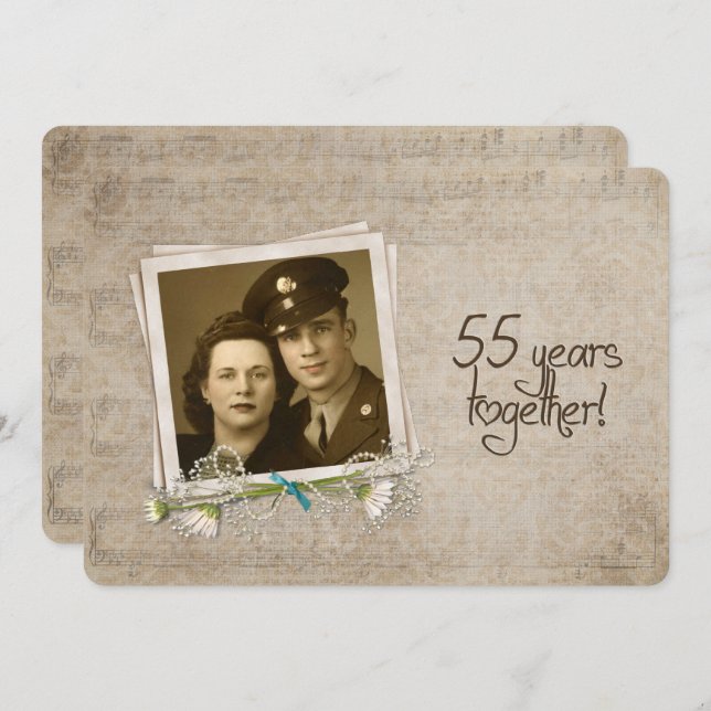 Convites Renovação de Votos de Aniversário de 55 Anos de Ca (Frente/Verso)