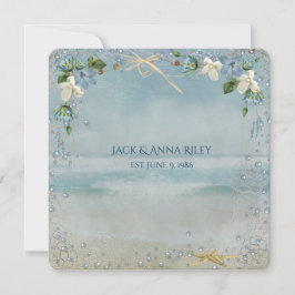 Convites renovação de votos de casamento com estrela-do-mar