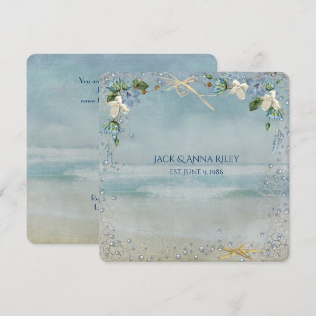 Convites Renovação de votos de casamento com estrelas-do-ma (Frente/Verso)